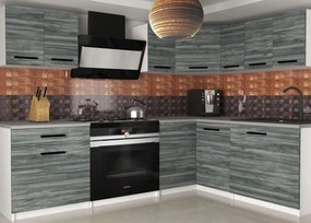 Kuchynská linka Belini 300 cm šedý antracit Glamour Wood s pracovnou doskou Armin2  TOR ARMIN2/2/WT/GW1/0/B1