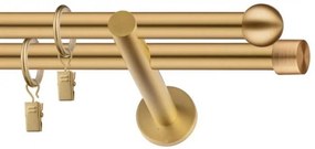 Dekorstudio Garniža dvojradová Guľa zlatá 19mm Dĺžka: 120cm, Typ uchytenia: Držiak dvojitý modern, Typ príslušenstva: Krúžky tiché so štipcami
