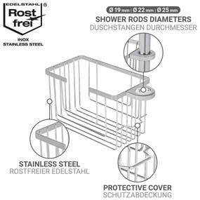 Kúpeľňová polička bez vŕtania z nehrdzavejúcej ocele v lesklej striebornej farbe Valognes – Wenko