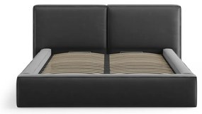 Tmavosivá zamatová čalúnená dvojlôžková posteľ s úložným priestorom s roštom 180x200 cm Arendal – Cosmopolitan Design