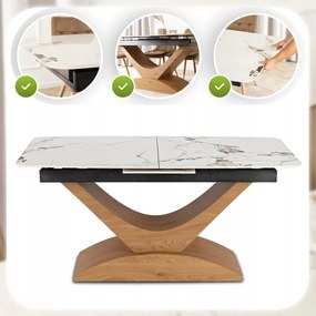 Keramický rozkladací stôl do jedálne, kremeň, biely ALICANTE 160/200