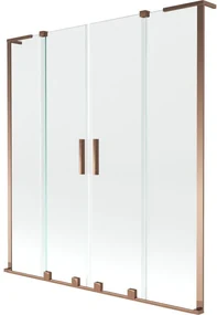 Mexen Velar L Duo, 2-krídlová posuvná vaňová zástena 150 x 150 cm, 8mm číre sklo, ružové zlato, 896-150-003-02-60