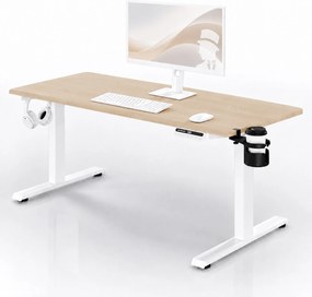 Elektrický stôl s nastaviteľnou výškou ergonomický biely/dub sonoma,1600x800 mm: ARIA