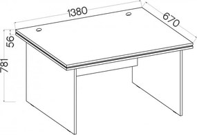Písací stôl LUGANO 138 cm s hrubou doskou Farba: Dub artisan