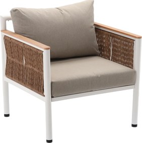 Garden Line SÚPRAVA HLINÍKOVÉHO NÁBYTKU „BELGRAD“ (SOFA + 2 KRESLÁ + STÔL) BEŽOVÁ + BEŽOVÉ VANKÚŠE