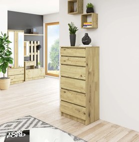 Komoda Kuba 60 cm - 6 zásuviek dub artisan