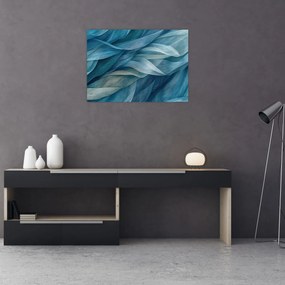Sklenený obraz - Modrobiele vlnky (70x50 cm)