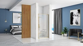 Rea Rapid Swing, 1-krídlové sprchové dvere 1000x1950 mm, 6mm číre sklo, zlatý matný profil, REA-K2503