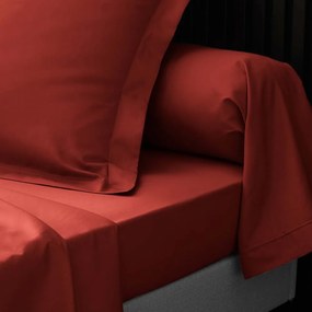 Napínacia plachta z bavlneného perkálu v tehlovej farbe 180x200 cm Percaline – douceur d'intérieur