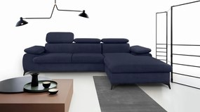 Rohová sedacia súprava Scala, tmavo modrá látka, pravý roh