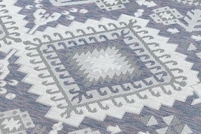 Dywany Łuszczów, Kusový koberec Sion Sisal Aztec 3007 blue/pink/ecru – na von aj na doma, 80x150, modrá, chodba / predsieň
