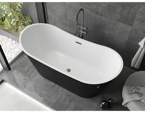 Mexen Montana, voľne stojaca vaňa 180 x 90 cm, biela-čierna, grafitový prepad, 52011809075-66