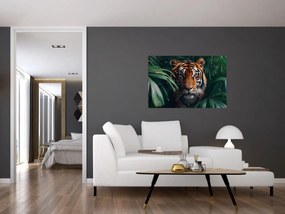 Obraz - Portrét tigra v džungli (90x60 cm)