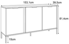 KOMODA LOREEN TMAVOŠEDÁ + ZLATÁ NA NOŽIČKÁCH 153 cm