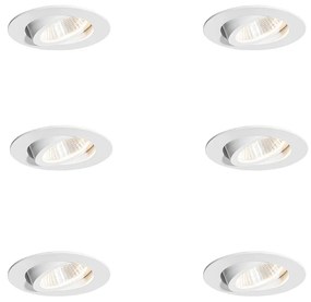 Sada 6 zapustených bodových svetiel biela 6,8 cm vrátane LED 750 lm stmievateľné IP23 - Gaius