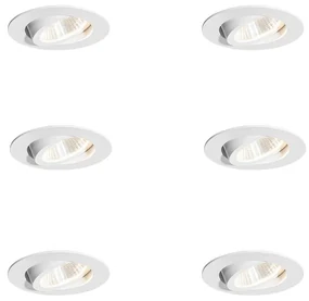 Sada 6 zapustených bodových svetiel biela 6,8 cm vrátane LED 750 lm stmievateľné IP23 - Gaius