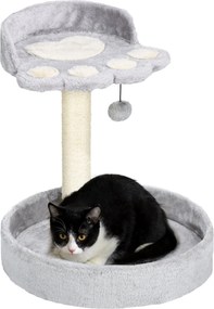 PawHut Mačací škrabací stĺp pre mačky do 5 kg s posteľami a loptou, Mačací gym s plyšovým poťahom a jutovým vláknom, 41x41x44 cm, Svetlo šedá | Aosom
