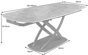 Dizajnový jedálenský stôl INCEPTION 130-190 cm rozkladací oválny s keramickou doskou, antracitový mramorový vzhľad