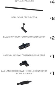 Zuma Line 3586 - Bodové svietidlo v lištovom systéme LISA 8xGU10/35W/230V čierna