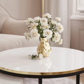 OKRÚHLY KONFERENČNÝ STOLÍK LEONARDO GLAM 2v1 BIELY LESK + ZLATÝ + ČIERNÝ PODSTAVEC