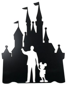 Veselá Stena Drevená nástenná dekorácia Rozprávkový zámok čierny