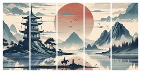 5-dielny obraz tichý večer v Japonsku
