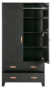 Čierna šatníková skriňa z borovicového dreva WOOOD Dian