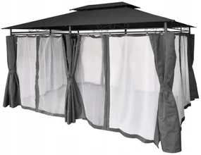 Stabilný záhradný pavilón 3 x 4 m s moskytierou sivá