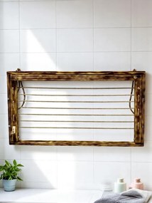 Sušiak na stenu - drevený, široký, tmavý, do kúpeľne, na balkón