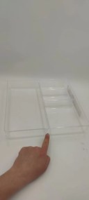 2. akosť - Organizér, vložka do zásuvky, transparentný FLEXI, 4 priehradky, celkom 31x31 cm