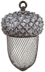 Závesné kŕmidlo pre vtáky Acorn, 30x13,5 cm, kov/polyesterová živica, sivá
