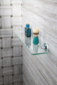 Sapho Sapho, X-ROUND E polička sklenená s výklopnou hrazdou 300x130mm, mliečne sklo, chróm, XR607