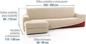Super strečové poťahy NIAGARA smotanová sedačka s otomanom vľavo (š. 200 - 300 cm)