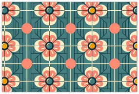 Obraz - Retro vzor s kvetmi (90x60 cm)