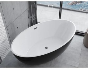 Mexen Nike, voľne stojaca vaňa 175 x 100 cm, biela-čierna, grafitový matný hladký prepad, 54071751075-95