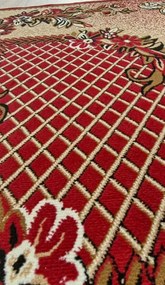 HU Béžovo-červený  koberec Shiraz Bcf Mriezka-Bordo Rozmer: 40x60 cm