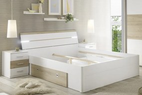 Posteľ s nočnými stolíkmi Kiara 180x200 cm, biela/dub baysen