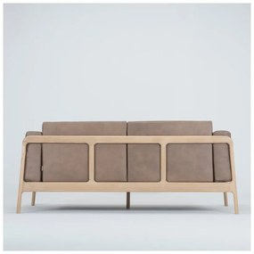 Svetlohnedá pohovka z byvolej kože s konštrukciou z masívneho dubového dreva Gazzda Fawn, 180 cm