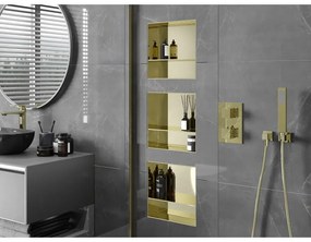 Mexen X-Wall-NR, polička na zapustenie pod obklad bez goliera 30 x 30 cm, zlatá lesklá, 1951303010S