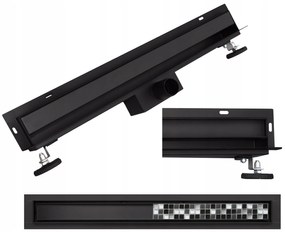 Sprchový žľab do steny MEXEN FLAT WALL 2v1 - čierny matný, 1730060