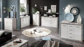 Zásuvková komoda Stone, betón/biela