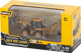 KIK Kovové rýpadlo-nakladač H-TOYS 1:50 – Die-cast bager s pohyblivou lyžicou, gumové kolesá