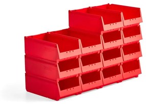 Plastové boxy AJ 9000, séria-68, 400x230x150 mm, 14 ks, červená