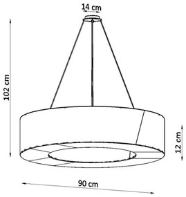 Sollux SL.0798 - Luster na lanku SATURNO SLIM 8xE27/60W/230V pr. 90 cm čierna