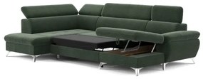 Rozkladacia rohová sedačka CATANIA do U, ľavá, zelená, s úložným priestorom