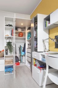 Šatňová šatníková skriňa Sigma 1, biela mat / betón