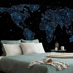 Samolepiaca tapeta mapa sveta s nočnou oblohou