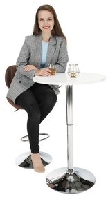 Barový stôl s nastaviteľnou výškou, biela, priemer 60 cm, BRANY NEW