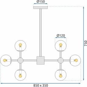Toolight - Závesné stropné svietidlo 8xE27 APP269-8C, čierna + dymové sklo, OSW-00649