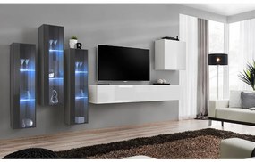 Obývacia stena Switch Sklo +LED XIII Grafit/Biely